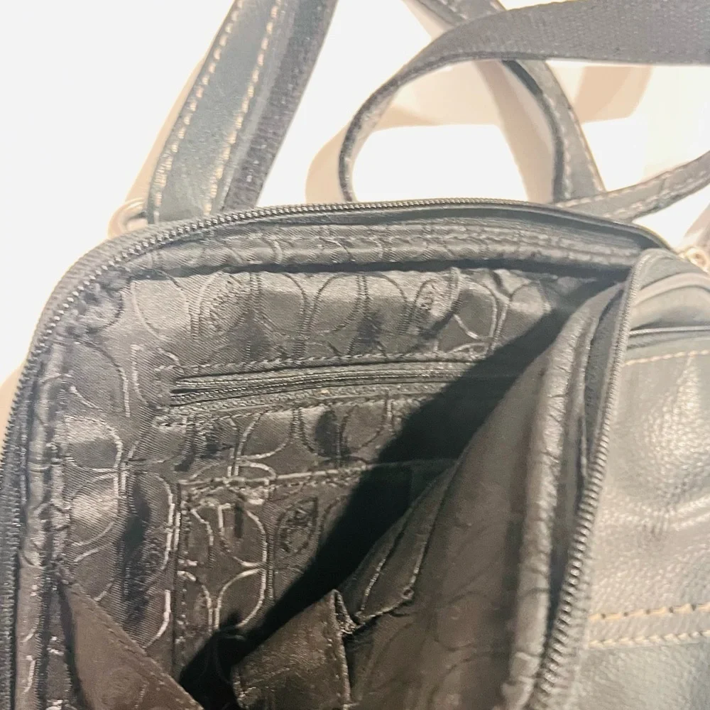 VTG FOSSIL Black Luxurious Leather Crossbody Messenger Bag Handbag Organizer